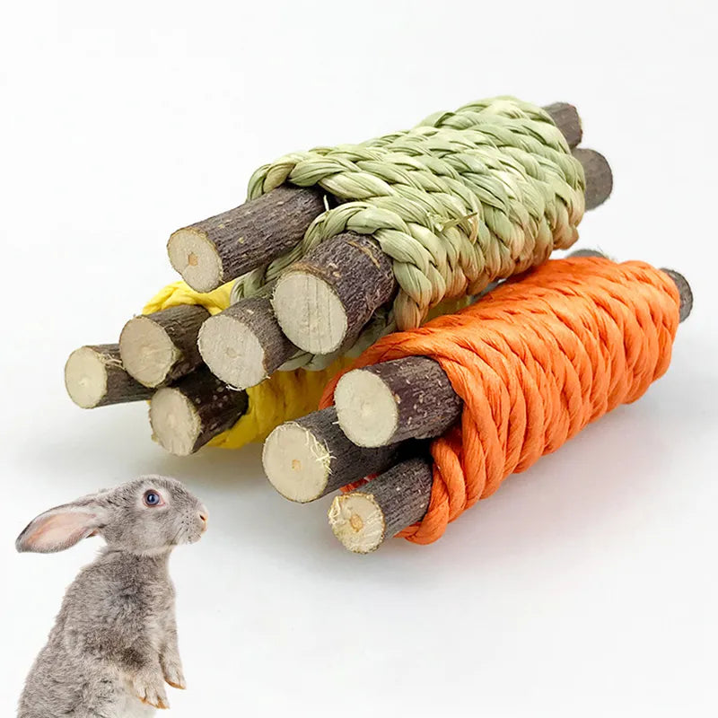 3 Pieces Rabbit Toy Hamster Chew Toys Set Molar Teeth Care for Pet Rat Guinea Pigs Wooden Branch Juguetes Para Conejos Mascotas