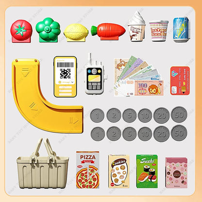 Simulation Supermarket Cash Register Game Toy Electronic Pretend Play House Toys Puzzle Weighing Machine Transmitter Kids Toy