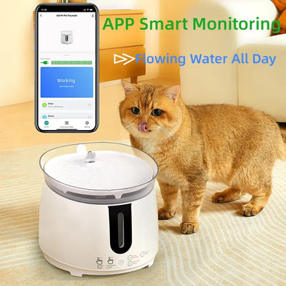 Water Fountain with Wireless Pump Pet Water Fountain for Cats Inside Automatic Smart Fountain App Control Easy Cleaning