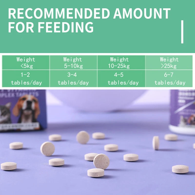 HealthHarmony Pet NutriGems Pet Vitamins  for Dogs Cats Nutrient Multivitamin Tablets Beautiful Hair