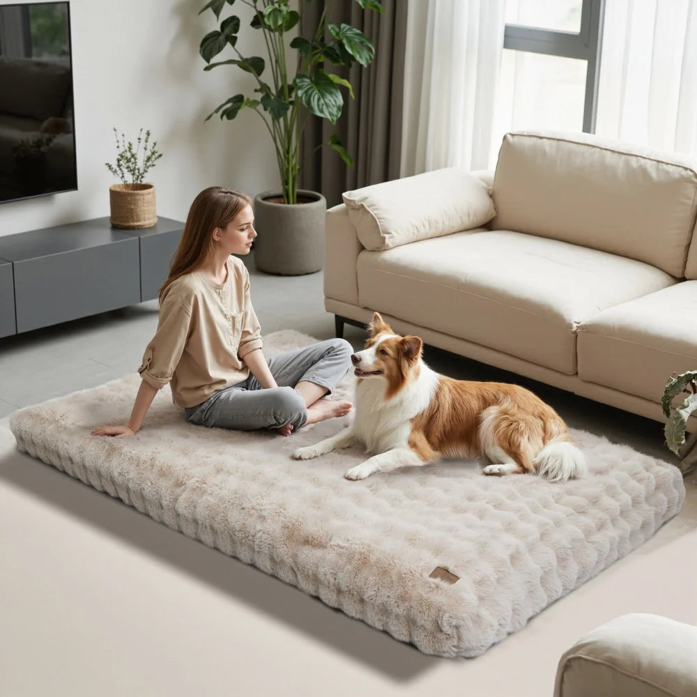 Ultra Plush Large Dog Bed – Washable Soft Cushion Mattress