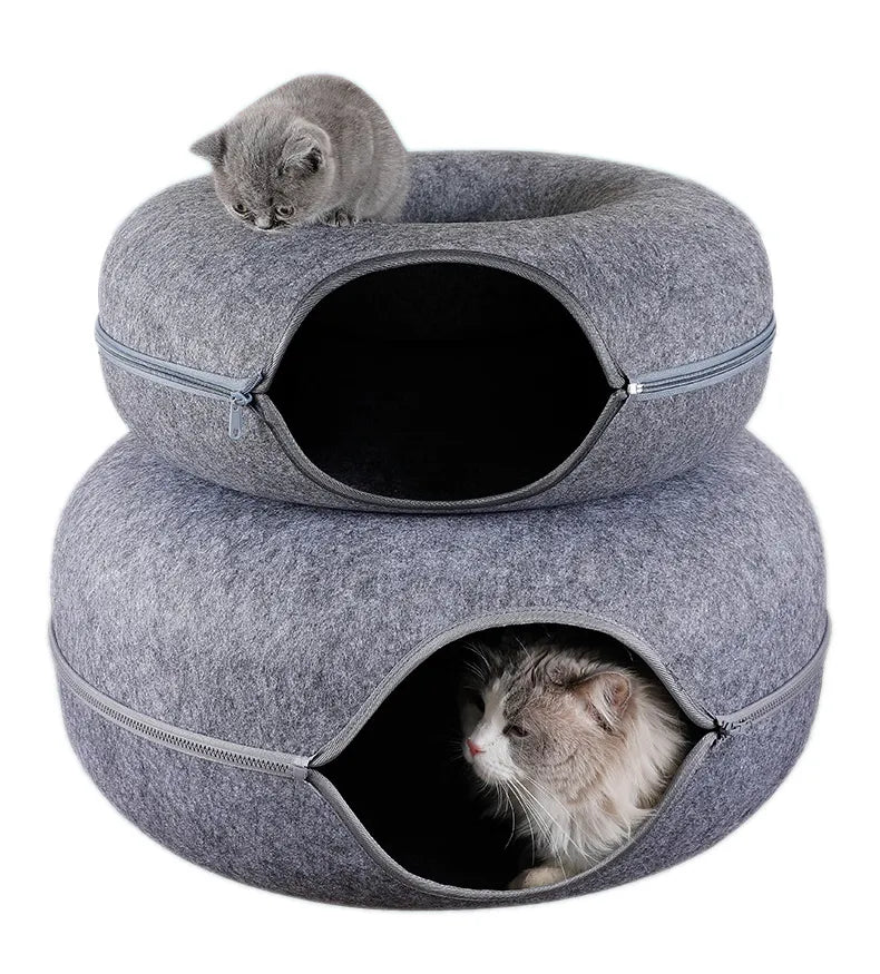 Funny Donut Cat Bed Pet Cat Tunnel Interactive Game Toy Cat Bed Dual-use Indoor Toy Kitten Sports Equipment Cat Training Toy Cat House
