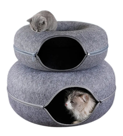 Funny Donut Cat Bed Pet Cat Tunnel Interactive Game Toy Cat Bed Dual-use Indoor Toy Kitten Sports Equipment Cat Training Toy Cat House