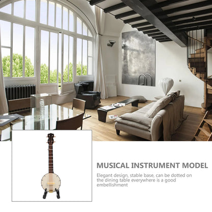 Banjo Miniature Ornament Model Small Stand Guitar Mini Tree Hanging Musicalinstrument Decoration Instruments Simulation Decor