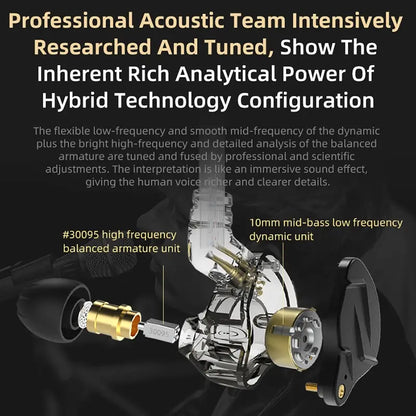 KZ ZSN Pro X 1DD 1BA HIFI Hybrid Driver In Ear Earphone Metal Monitor