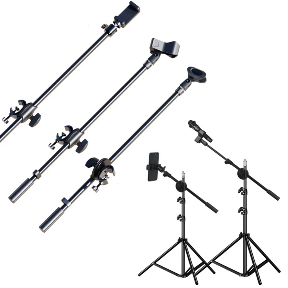 Rotating Microphone Stand Boom Arms Mic Clip Phone Holder Extension
