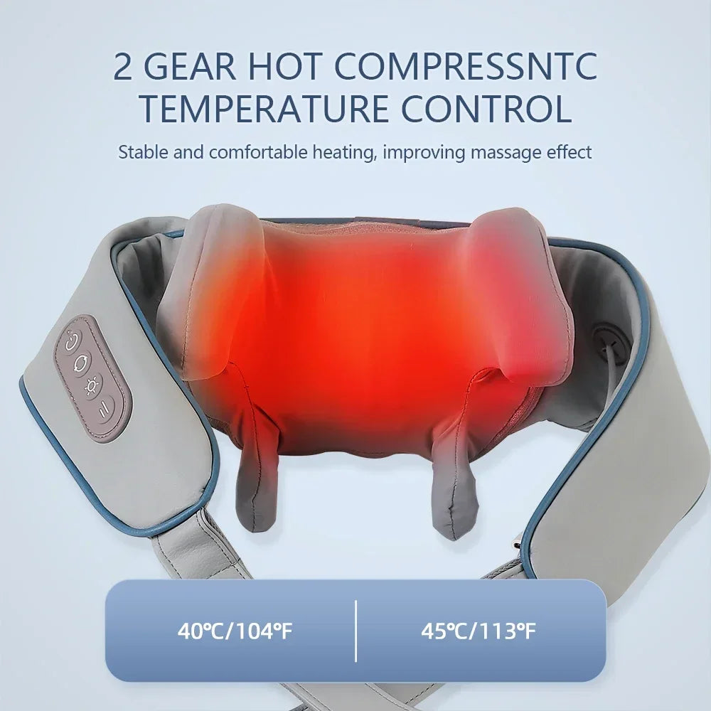 Wireless Smart Neck and Back Shoulder Massager Hot Compress Relieve Cervical Back Muscle Pain Relaxation Body Massage Shawl