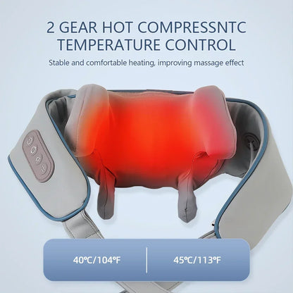 Wireless Smart Neck and Back Shoulder Massager Hot Compress Relieve Cervical Back Muscle Pain Relaxation Body Massage Shawl