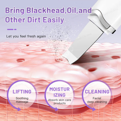 Ultrasonic Skin Scrubber Electric Skin Scrubber Deep Face Cleaning Peeling Shovel Facial Pore Cleaner Blackhead Removal Lifting