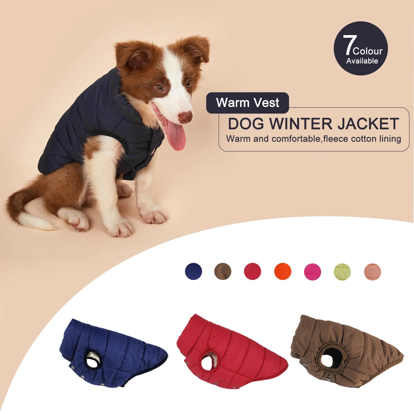 Proof Warm Dog Jacket with Fleece Cotton Lining Chihuahua French Bulldog Puppy Clothing Coat