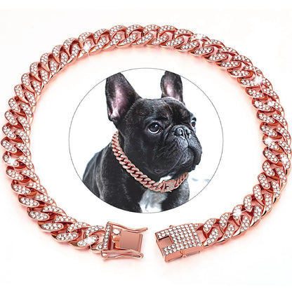 Luxury Cuban Chain Dog Collar – Gold Plated Metal