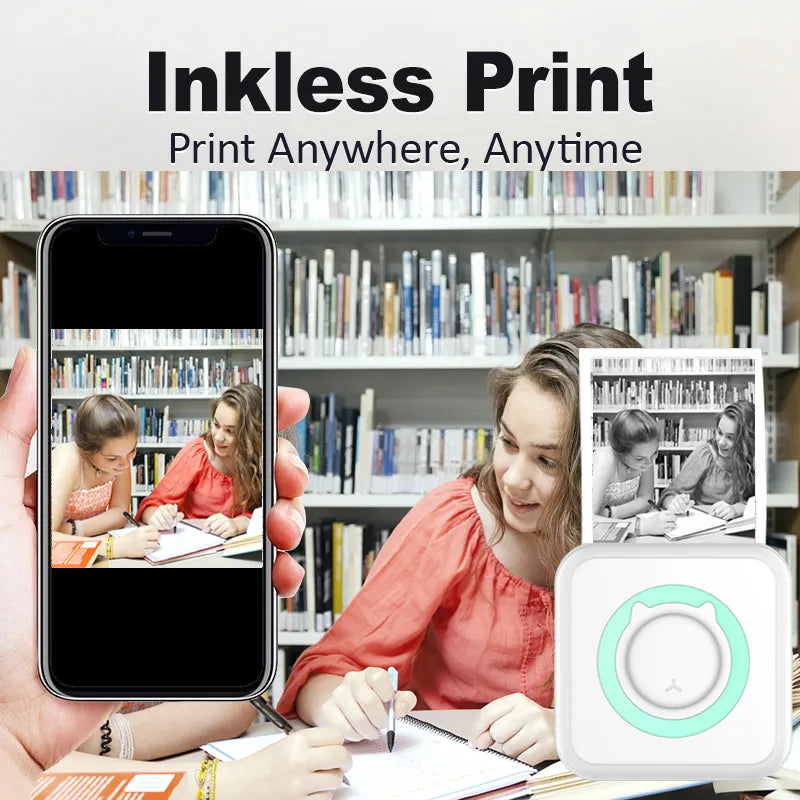 Portable Mini Thermal Printer Wirelessly BT 203dpi Photo With USB Cable Imprimante Portable