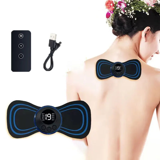 Ems Smart Mini Massage Sticker Portable Electric Neck Massager Shoulder and Neck Pulse Physiotherapy Instrument Cervical Massage