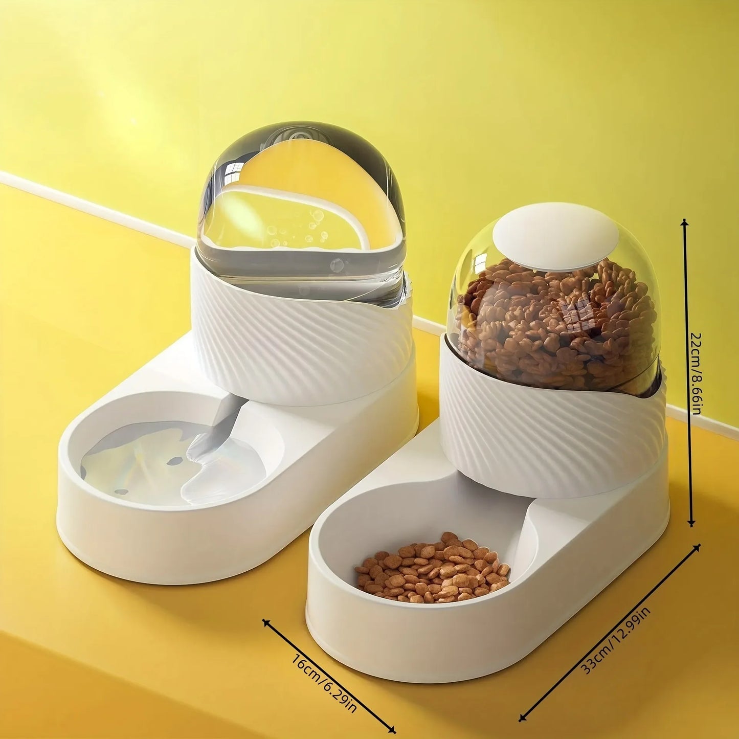 Pet Automatic Feeder Water Dispenser Set, Gravity Cat Food Container Pet Water Drinking Feeder, Self Feeding Station