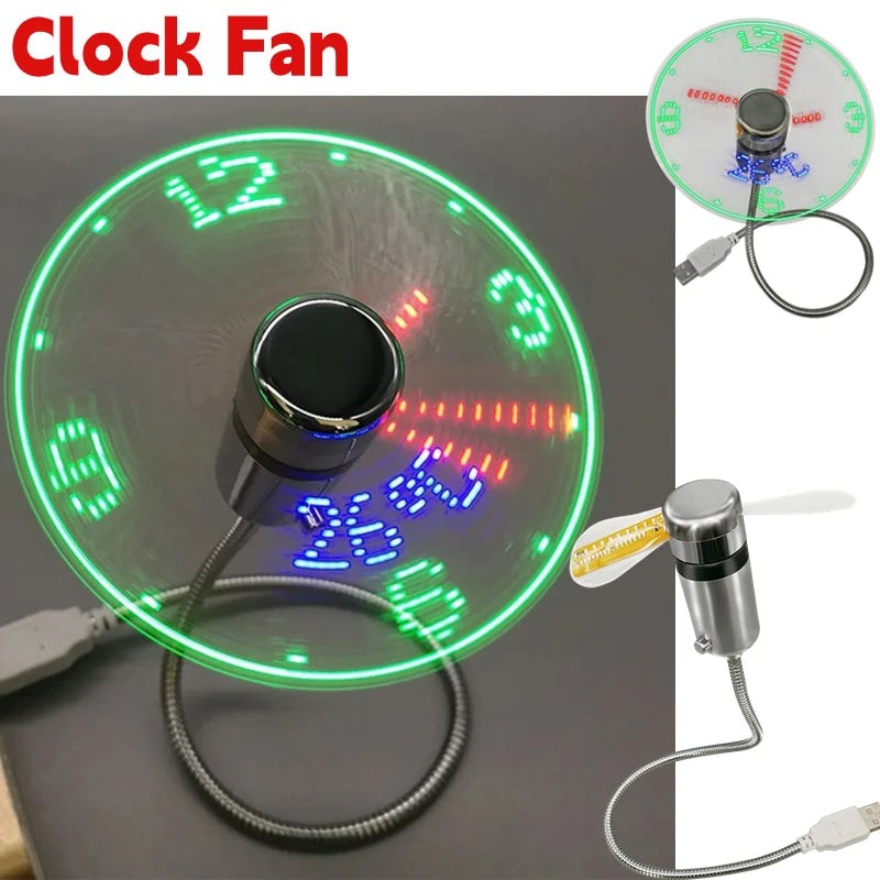 TimeTide USB Clock Fan .Hand Fan Real Time Temperature Display