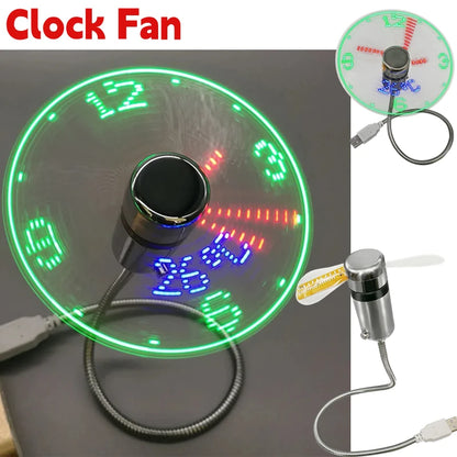 TimeTide USB Clock Fan .Hand Fan Real Time Temperature Display