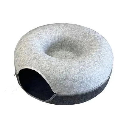Funny Donut Cat Bed Pet Cat Tunnel Interactive Game Toy Cat Bed Dual-use Indoor Toy Kitten Sports Equipment Cat Training Toy Cat House