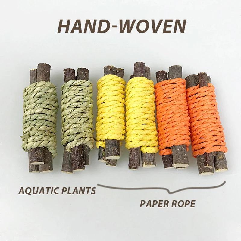 3 Pieces Rabbit Toy Hamster Chew Toys Set Molar Teeth Care for Pet Rat Guinea Pigs Wooden Branch Juguetes Para Conejos Mascotas