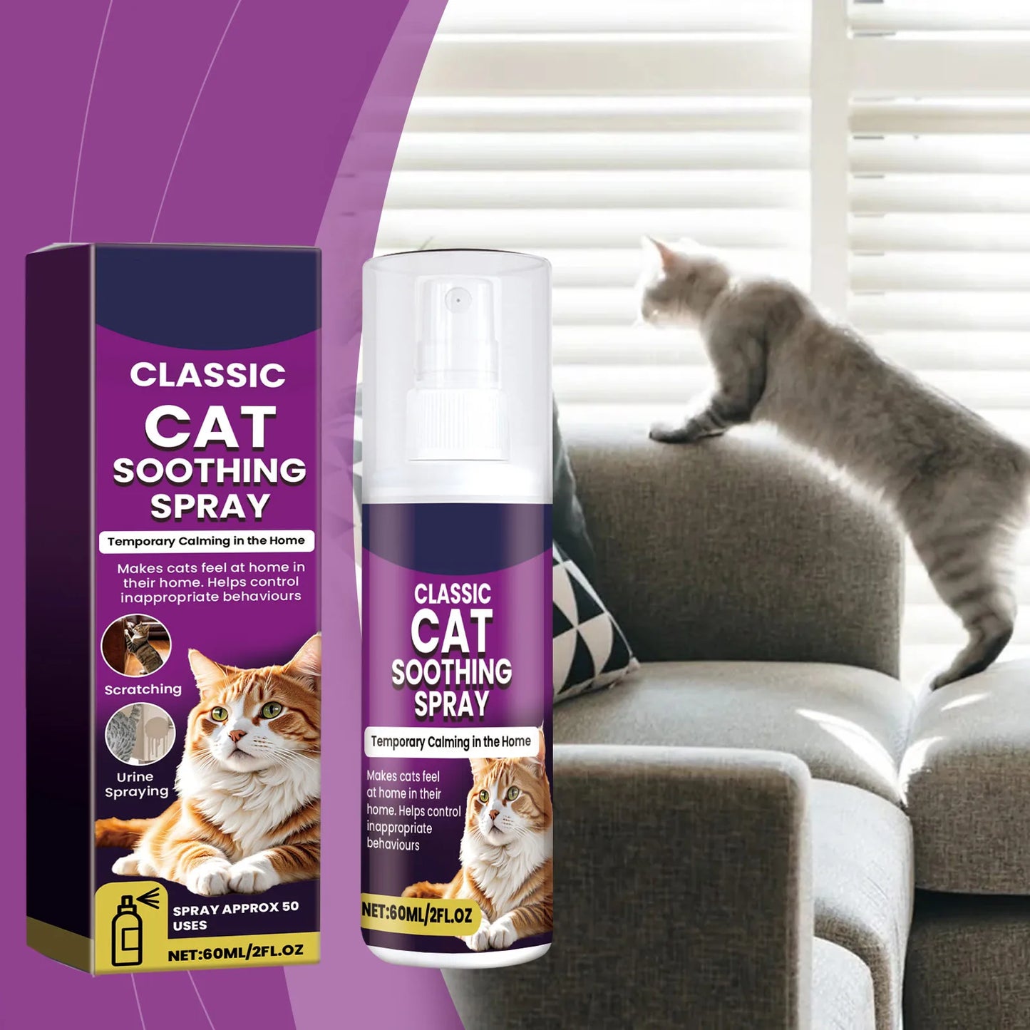 FelineCalm  60 ml Cat Soothing Spray – Stops Scratching & Urine Mistakes