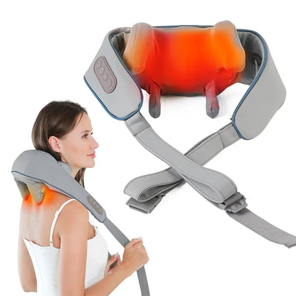Wireless Smart Neck and Back Shoulder Massager Hot Compress Relieve Cervical Back Muscle Pain Relaxation Body Massage Shawl