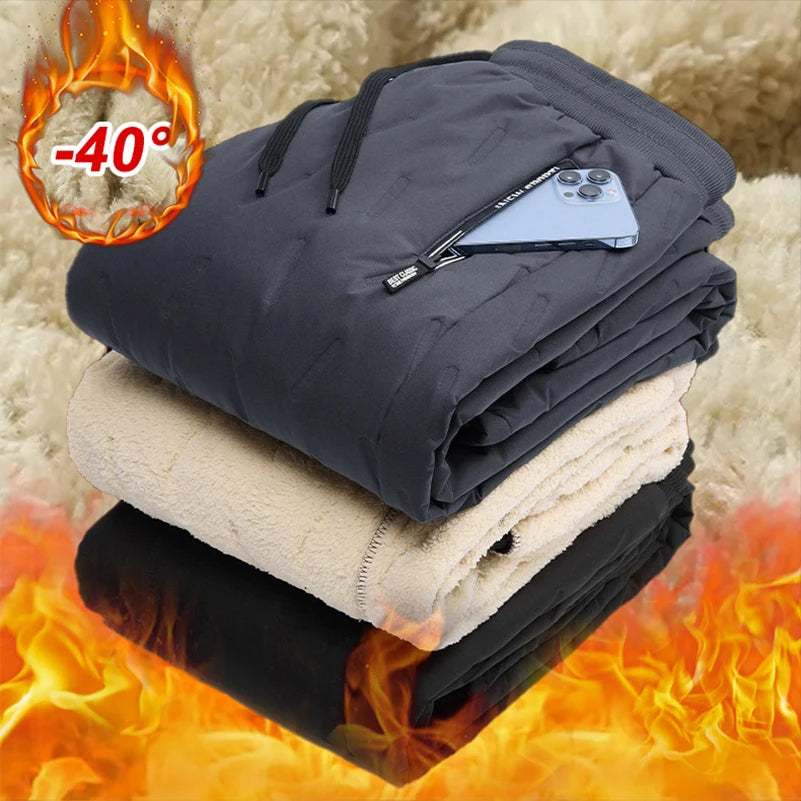 Men Winter Warm Lambswool Thicken Sweatpants Men Outdoors Leisure Windproof Jogging Pants Brand High Quality Trousers Men
