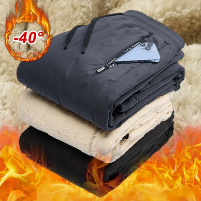 Men Winter Warm Lambswool Thicken Sweatpants Men Outdoors Leisure Windproof Jogging Pants Brand High Quality Trousers Men
