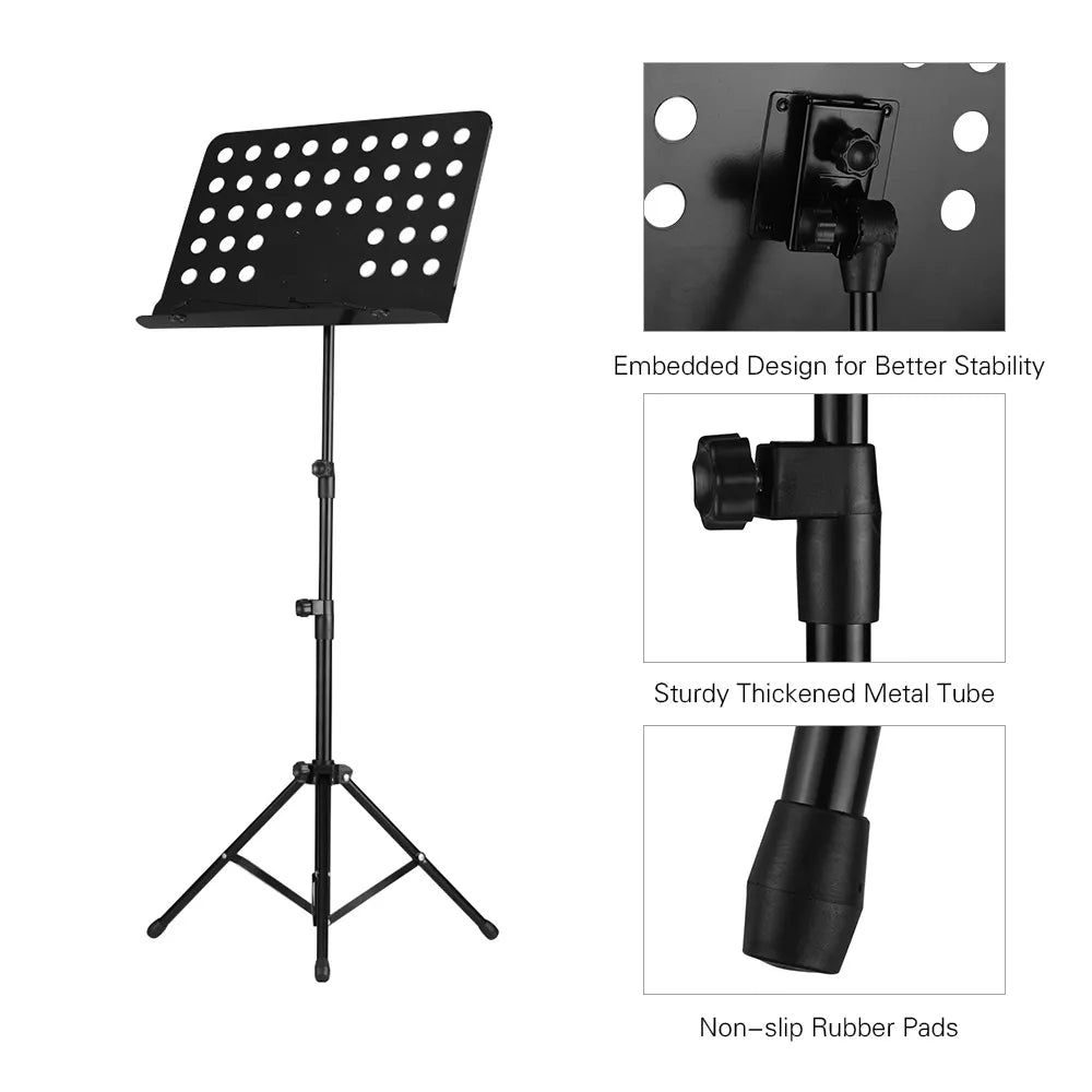High quality Portable Metal Music Stand Detachable Music Stand Holder Lightweight Foldable Sheet Music Score Tripod Stand for Guitar Violins