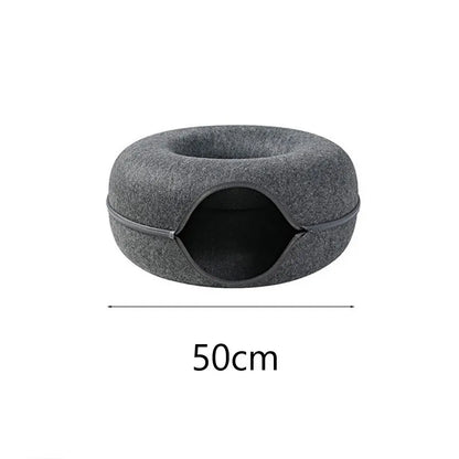 Funny Donut Cat Bed Pet Cat Tunnel Interactive Game Toy Cat Bed Dual-use Indoor Toy Kitten Sports Equipment Cat Training Toy Cat House