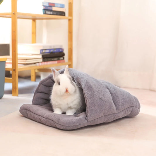CozyNest™ Semi-Closed Pet Bed – Winter Warmth for Cats & Rabbits