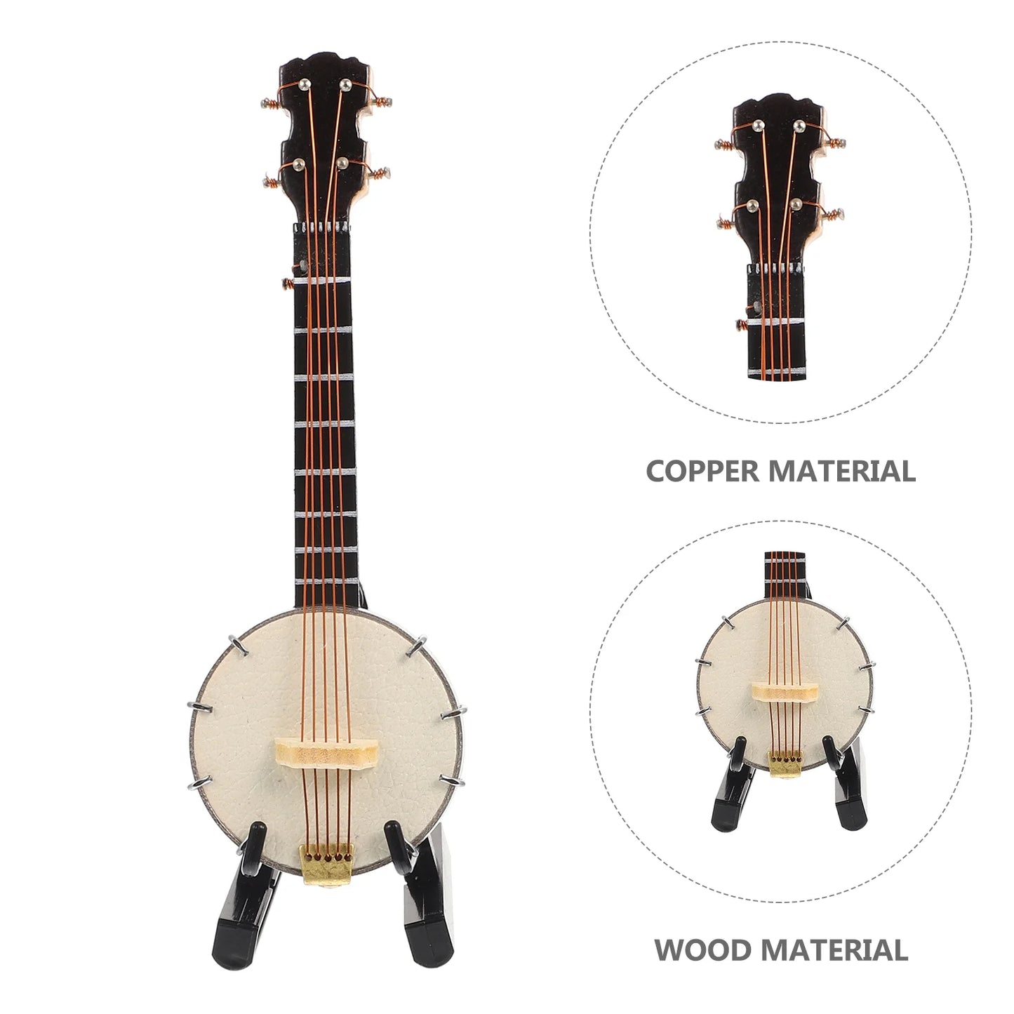 Banjo Miniature Ornament Model Small Stand Guitar Mini Tree Hanging Musicalinstrument Decoration Instruments Simulation Decor