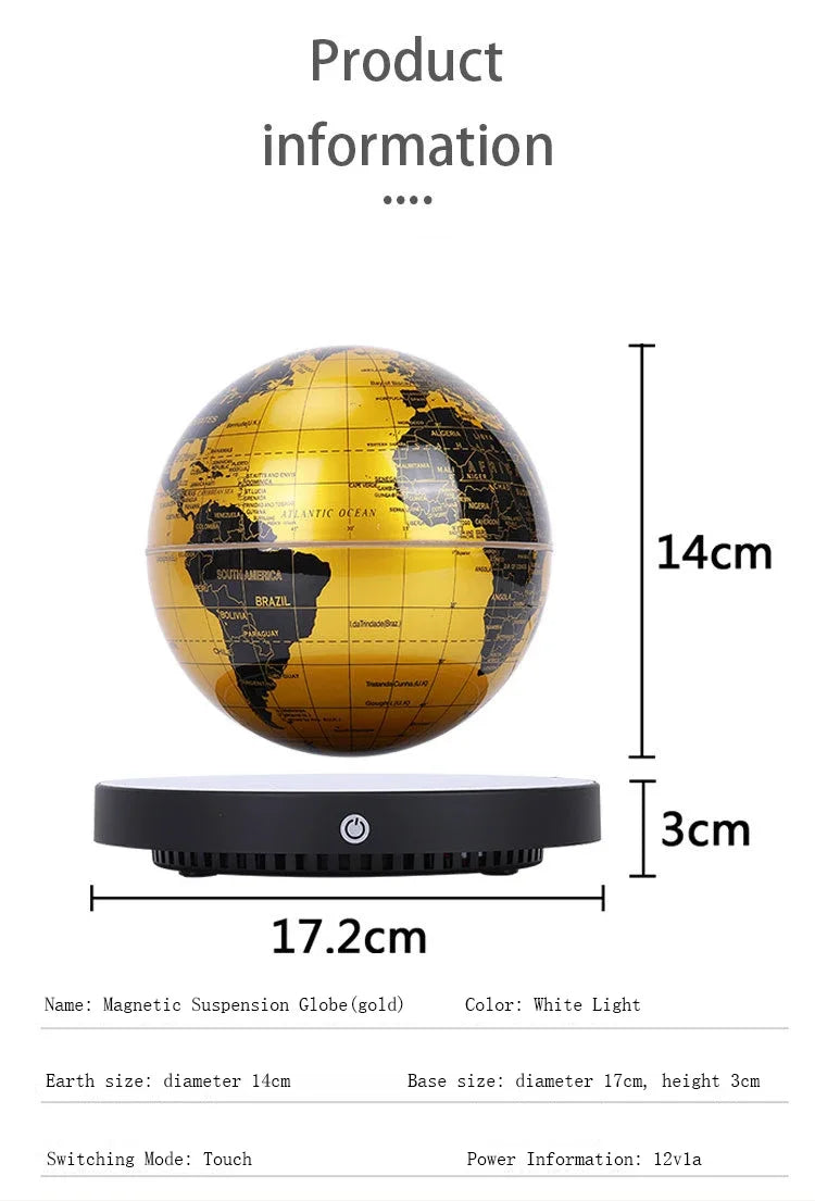 Magnetic Levitation Globe Ornament,3D Luminous Self Rotating Night LED Light,Office Desktop Decoration,Originality Gift