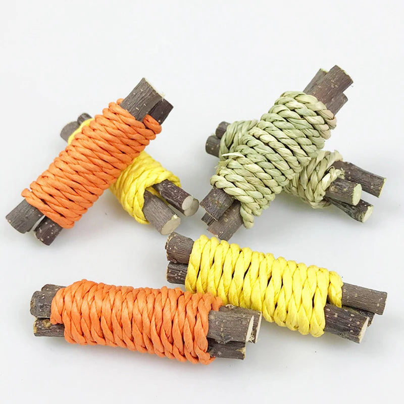 3 Pieces Rabbit Toy Hamster Chew Toys Set Molar Teeth Care for Pet Rat Guinea Pigs Wooden Branch Juguetes Para Conejos Mascotas