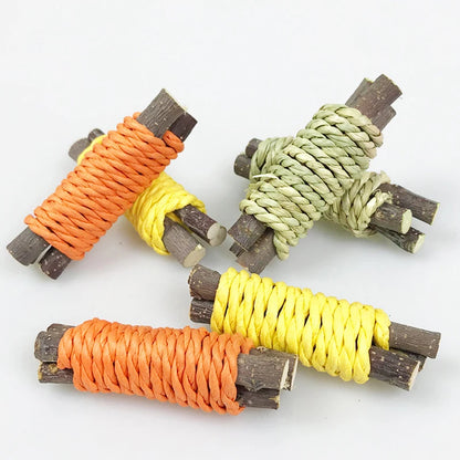 3 Pieces Rabbit Toy Hamster Chew Toys Set Molar Teeth Care for Pet Rat Guinea Pigs Wooden Branch Juguetes Para Conejos Mascotas