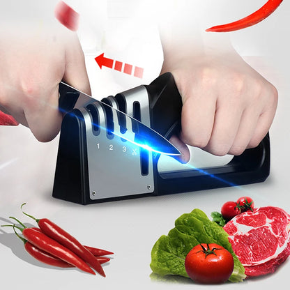 Knife Sharpener 4 in 1 Diamond Coated&Fine Rod Knife Shears and Scissors Kitchen Sharpening stone System Stainless Steel Blades