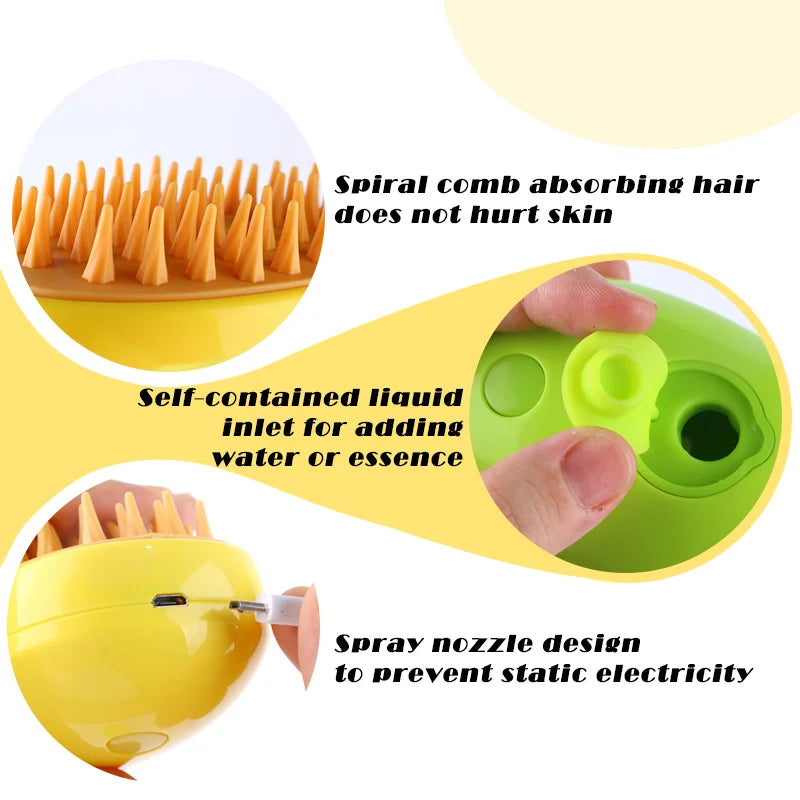 Dog Grooming Comb Cat Massage Brush USB Charging Supplies Silicone Depilation Brush