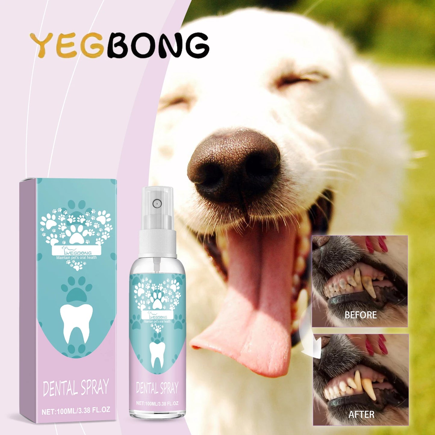 🥇 FreshPaw™ Dental Spray – Gentle Plaque & Tartar Remover for Dogs & Cats