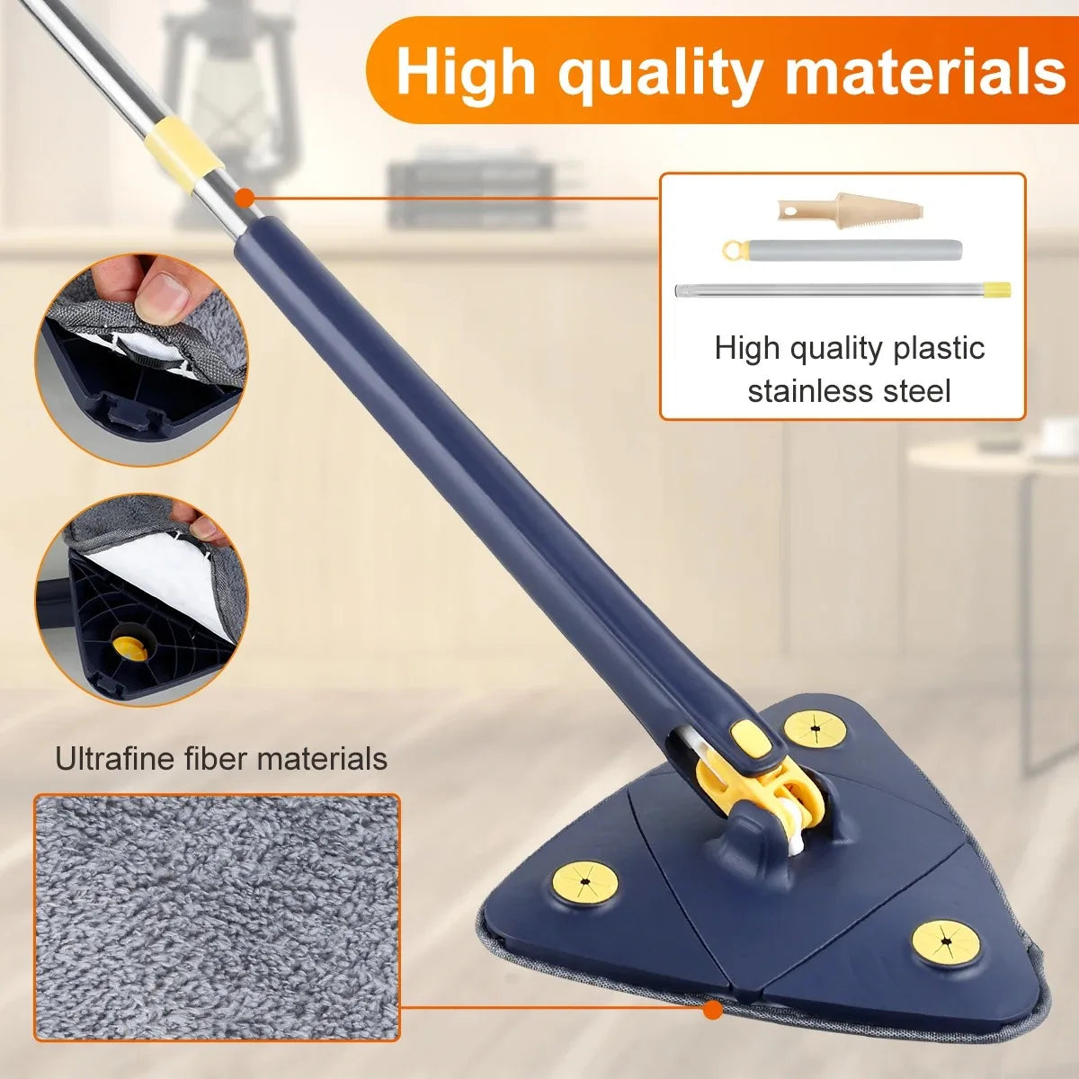 Triangular Mop Foldable  360° Rotatable Water Absorption