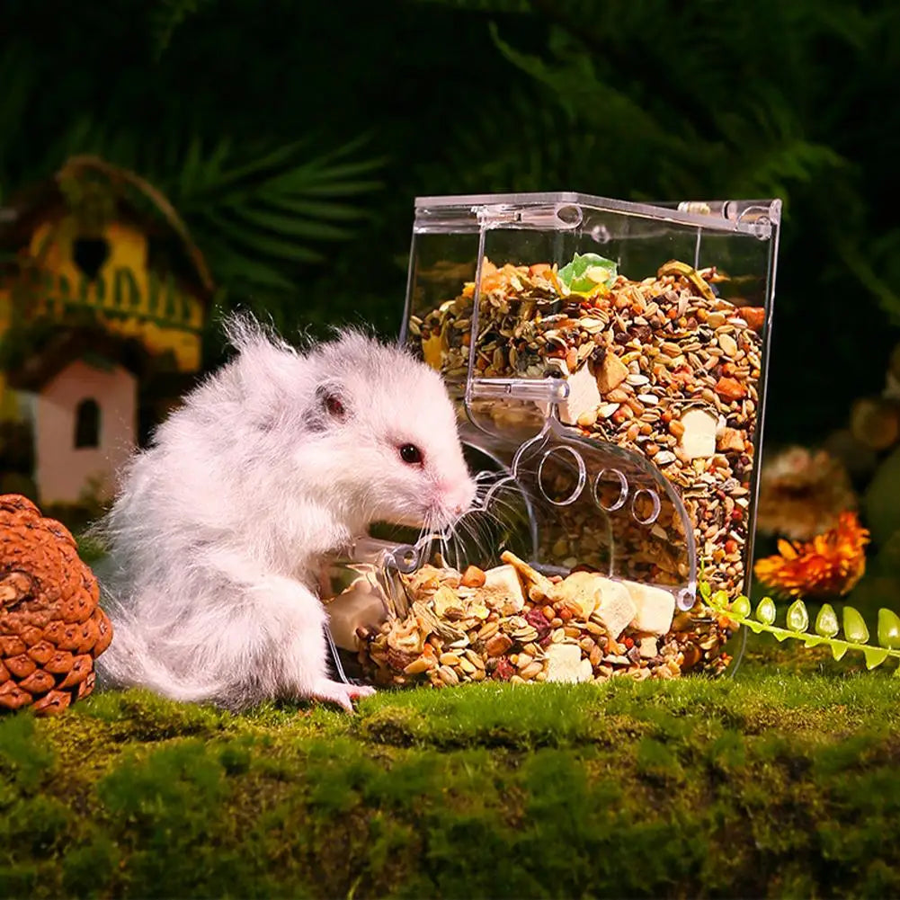 Pet Clear Automatic Feeder Food Dispenser Food Bowl Container For Hamster Chinchilla Rabbit Golden Bear