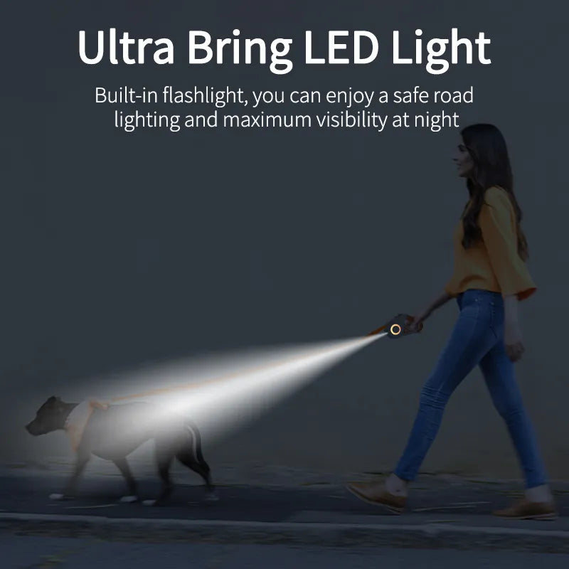 LED Luminous Leading Fashion Light Straps For Dog Puppy Pet Flexi Walking Running Lead