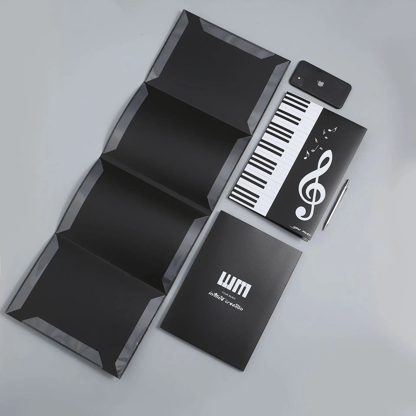 1pc Waterproof 6-page Performance Piano Sheet Music Clip A4 Three-fold Six-page Expanded Piano Replay Folder Sheet Music Folder