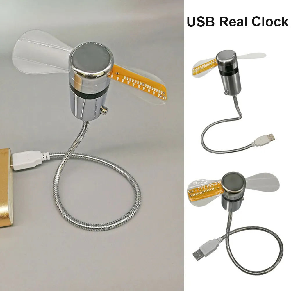 TimeTide USB Clock Fan .Hand Fan Real Time Temperature Display