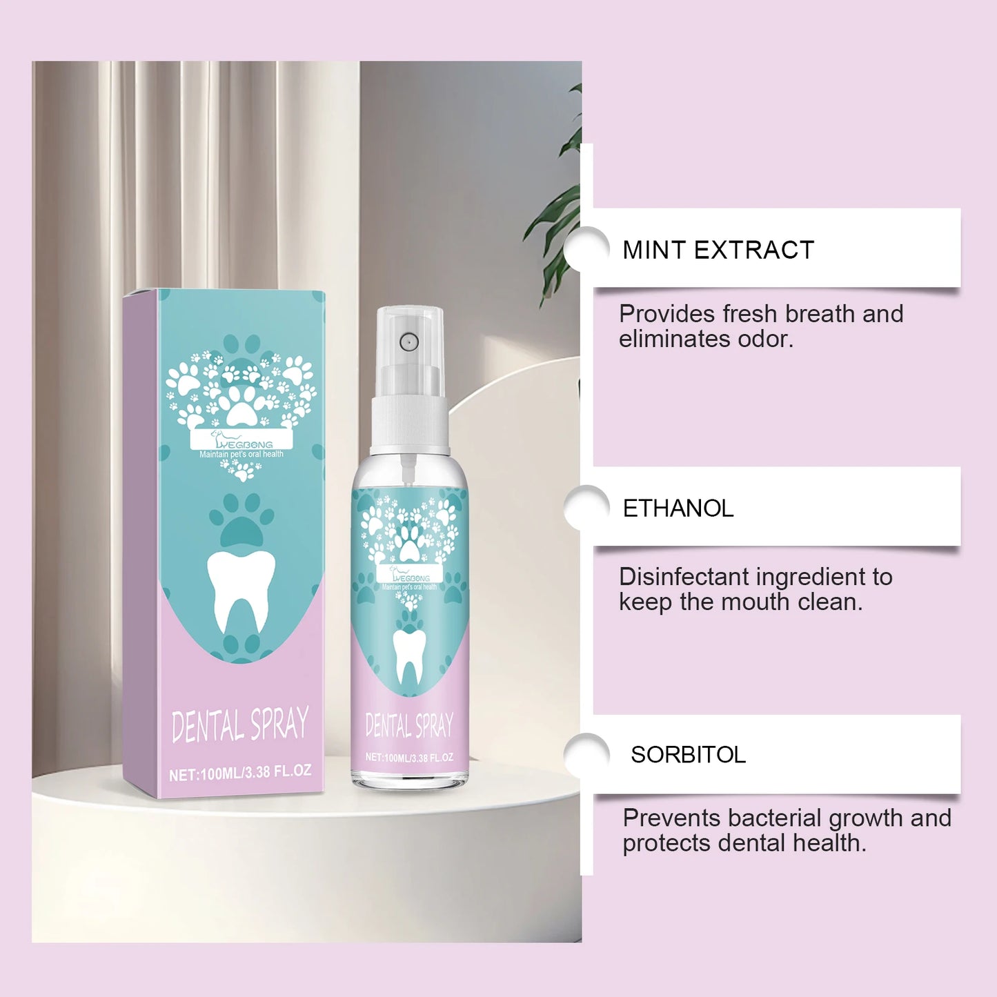 🥇 FreshPaw™ Dental Spray – Gentle Plaque & Tartar Remover for Dogs & Cats