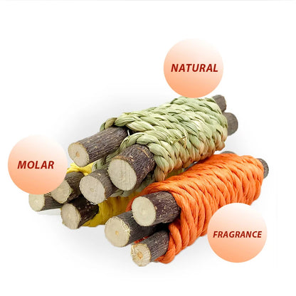 3 Pieces Rabbit Toy Hamster Chew Toys Set Molar Teeth Care for Pet Rat Guinea Pigs Wooden Branch Juguetes Para Conejos Mascotas