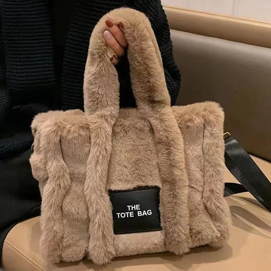ChicFur Elegance
Fashion Faux Fur  Plush Letter Tote Bag Women's Simple Large Capacity  Handbag All-Matched One Shoulder Bags Designer CrossBag
