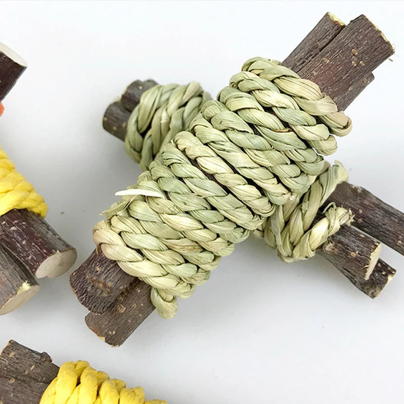 3 Pieces Rabbit Toy Hamster Chew Toys Set Molar Teeth Care for Pet Rat Guinea Pigs Wooden Branch Juguetes Para Conejos Mascotas