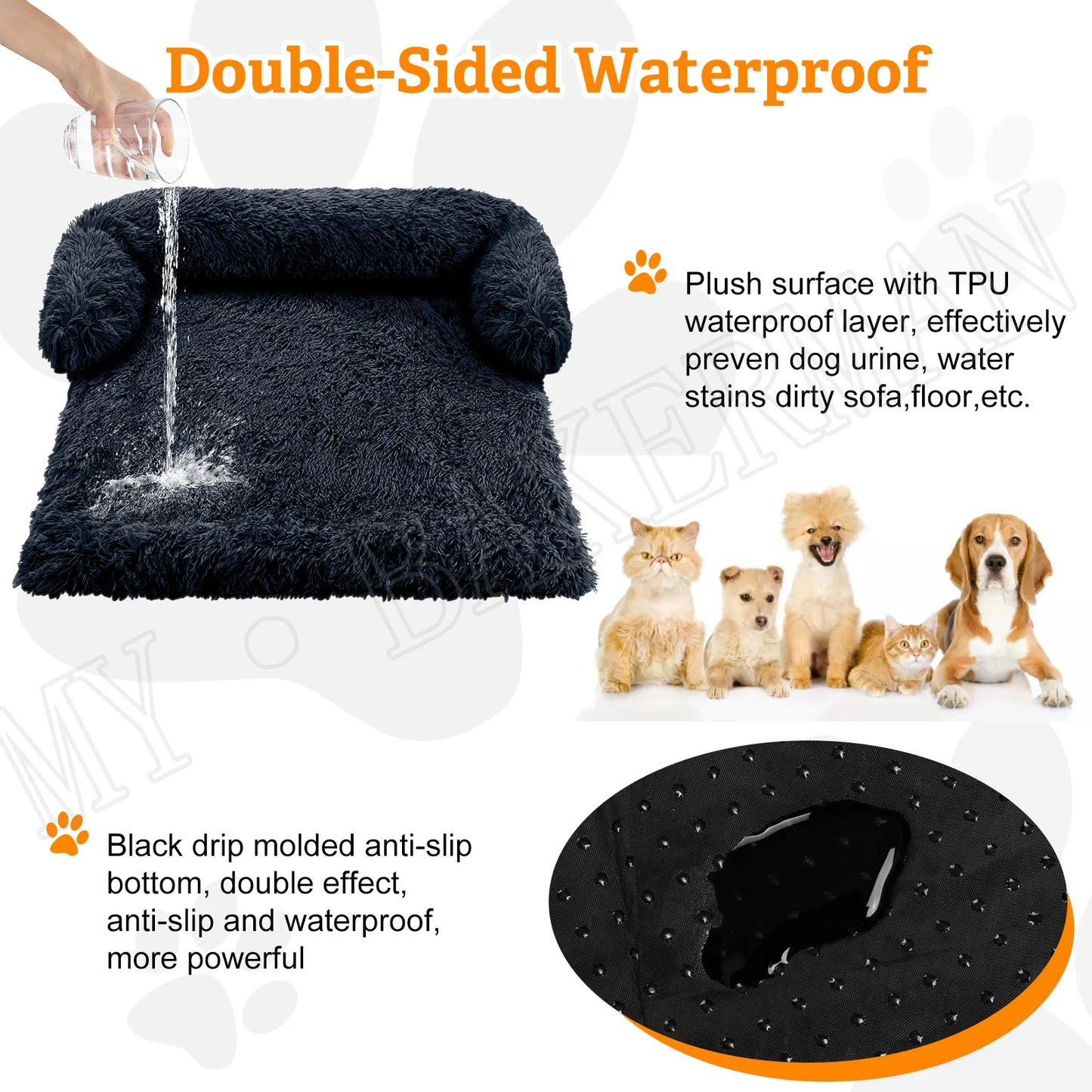 All‑Season Plush Pet Bed – Waterproof, Washable Sofa Cushion for Cats & Dogs