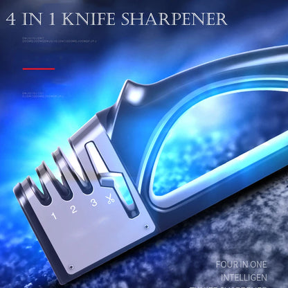 Knife Sharpener 4 in 1 Diamond Coated&Fine Rod Knife Shears and Scissors Kitchen Sharpening stone System Stainless Steel Blades