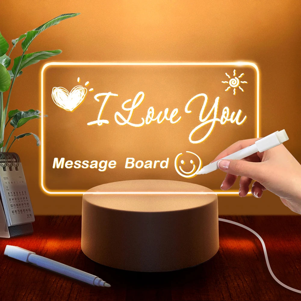 AmbientInk IlluminaBoard
Transparent Message Board Night Light Glowing Memo Acrylic LED Ambient Lights Daily Moment Note Board Erasable Room Decor Gift