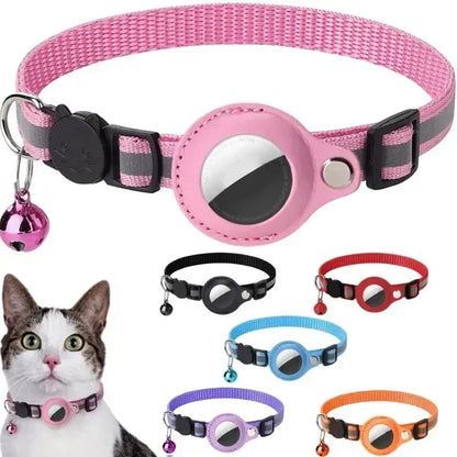 Reflective Cat Collar with AirTag Holder and Bell
