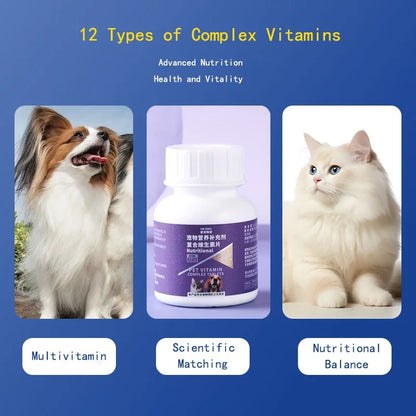 HealthHarmony Pet NutriGems Pet Vitamins  for Dogs Cats Nutrient Multivitamin Tablets Beautiful Hair